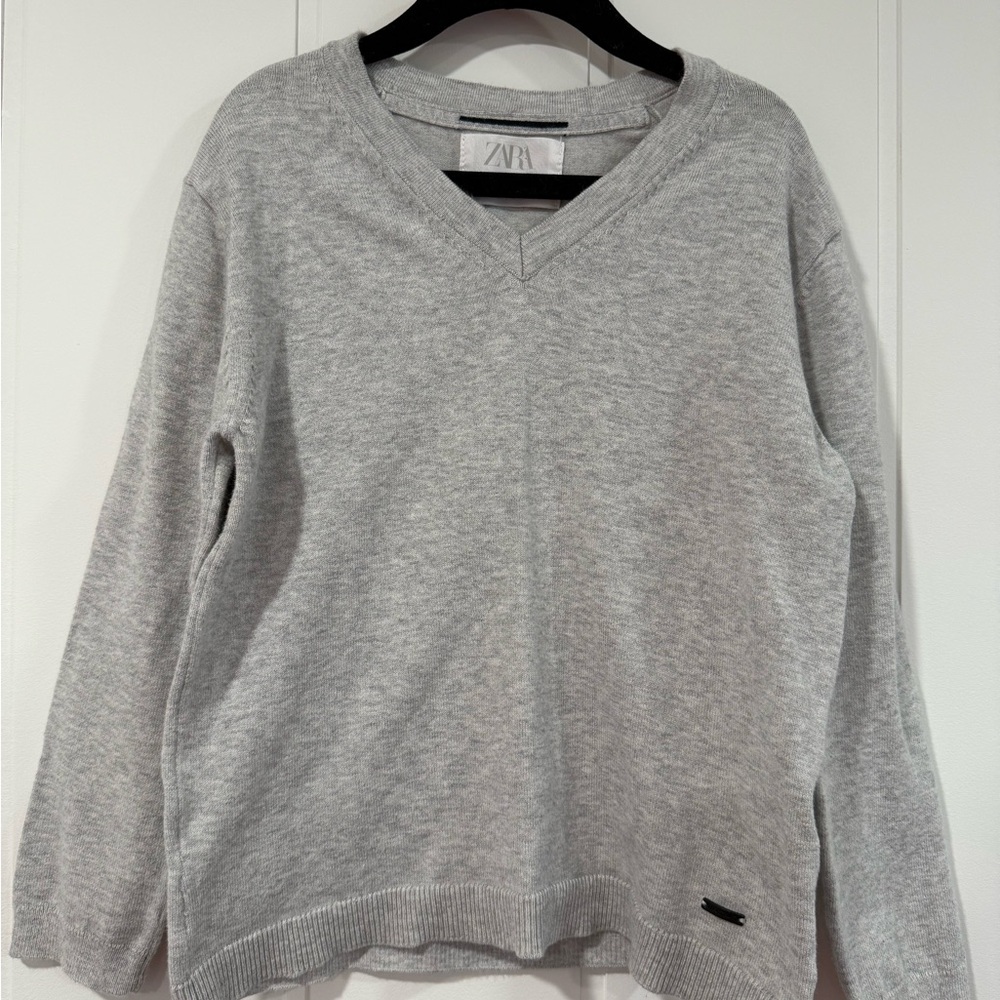 Zara kids Gray V-Neck Sweater